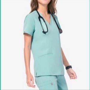 Figs Casma Scrub Top in Sea Glass